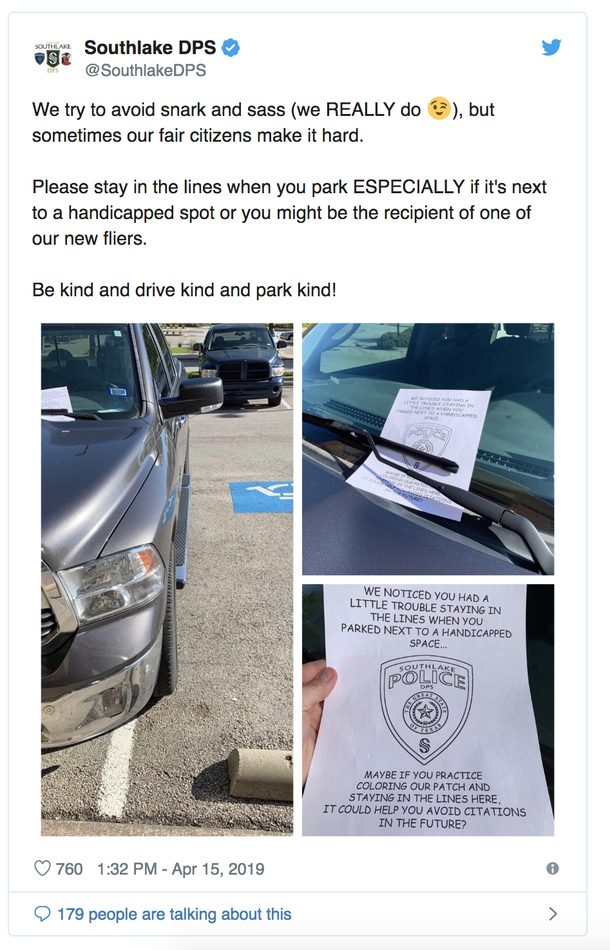 Police Department In Texas Leaves Snarky Flyer For Drivers Who Can't Park Between The Lines, Goes Viral - picture 2
