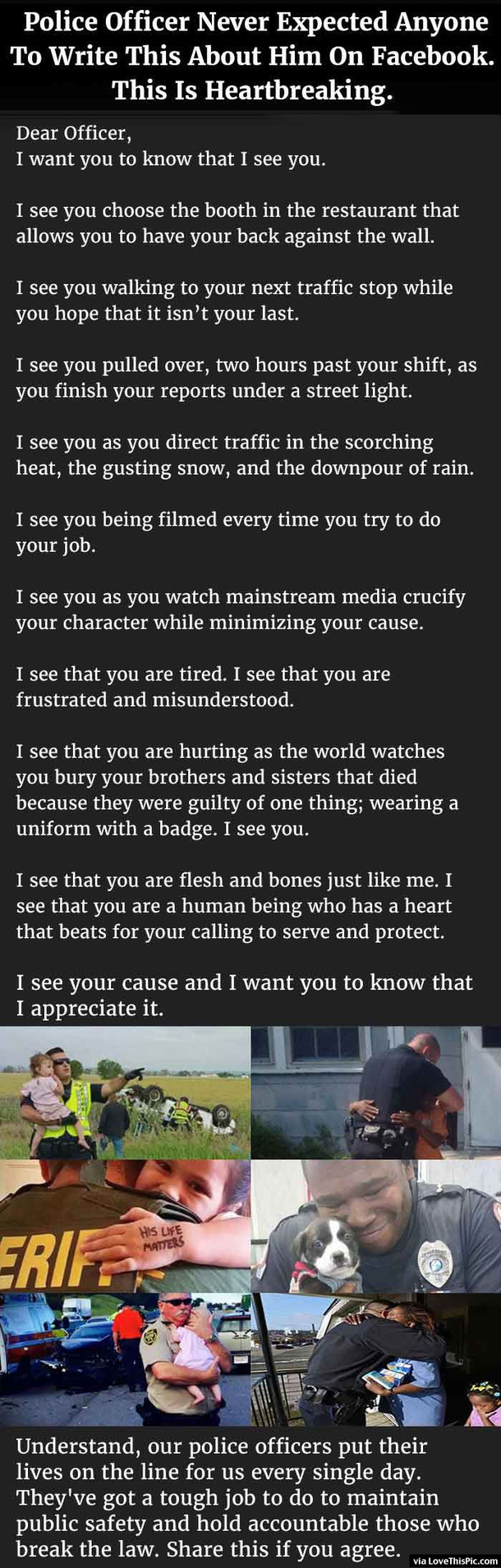 Police Officer Never Expected Anyone To Write This About Him On Facebook. This Is Heartbreaking.