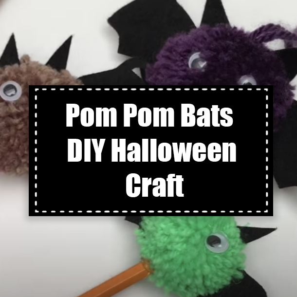 Pom Pom Bats DIY Halloween Craft