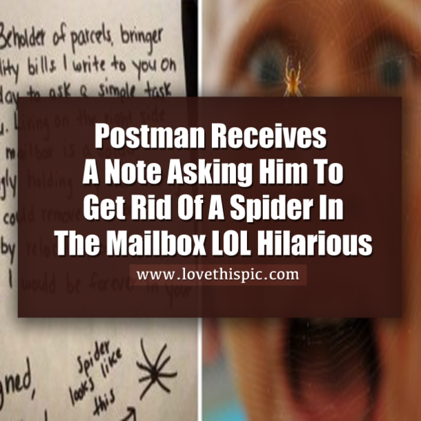 Postman Receives A Note Asking Him To Get Rid Of A Spider In The Mailbox