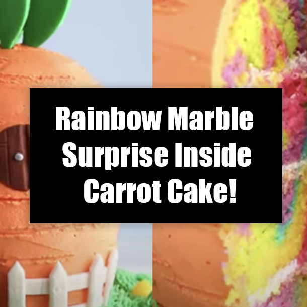 Rainbow Marble Surprise Inside Carrot Cake!