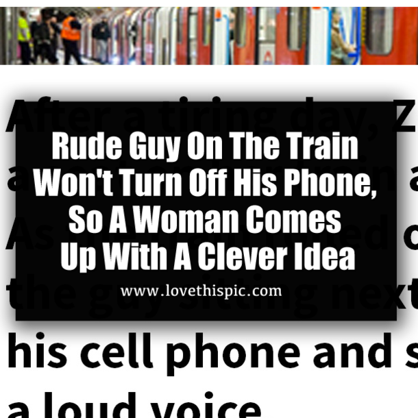 Rude Guy On The Train Won't Turn Off His Phone, So A Woman Comes Up With A Clever Idea