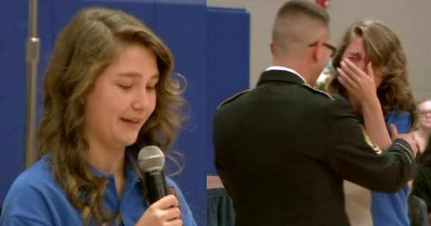 School Asks Her To Introduce Soldier. Has No Idea It’s Dad She Hasn’t Seen In Year And A Half - picture 4