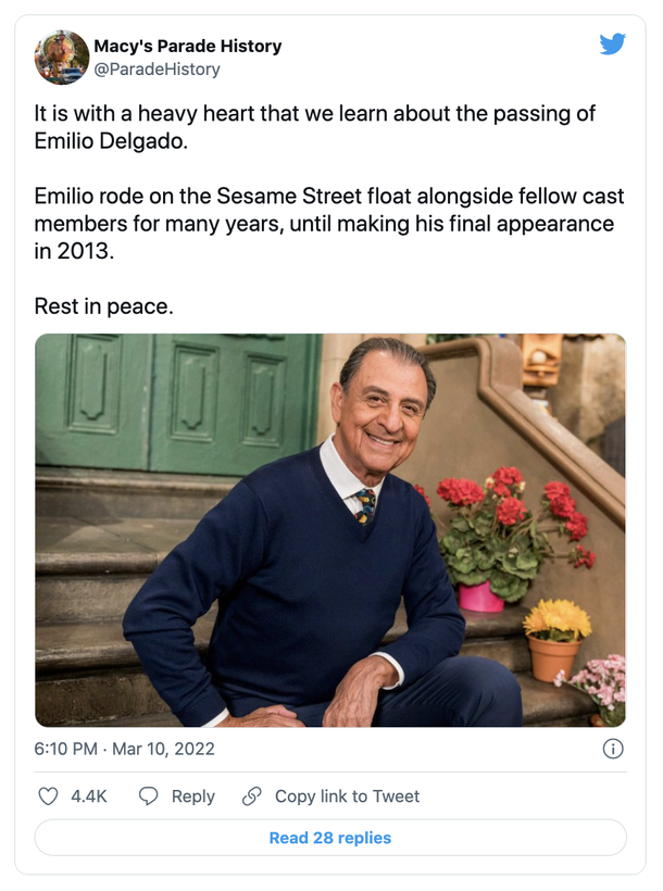 Sesame Street actor Emilio Delgado passes away at 81-years-old: "We are saddened by the news" - picture 4