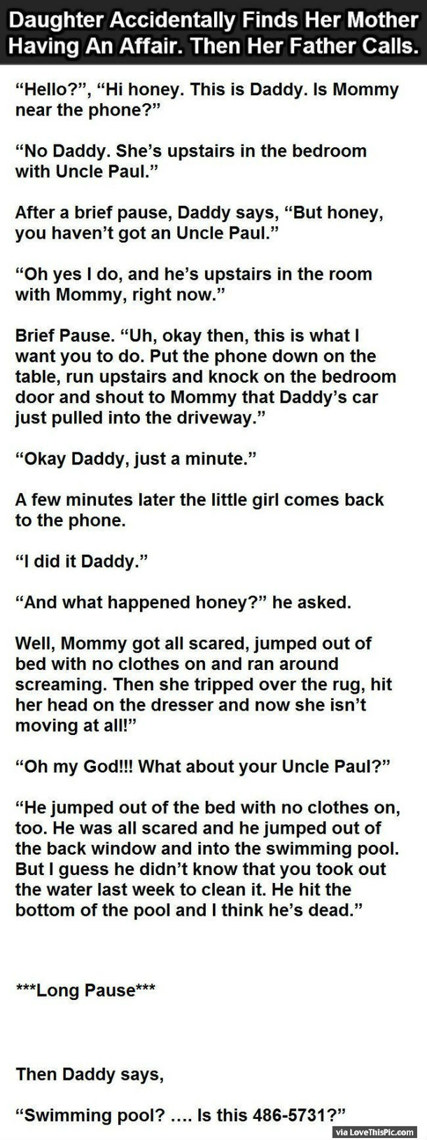 She Accidentally Finds Out Her Mother Is Having An Affair. Then Her Father Calls...