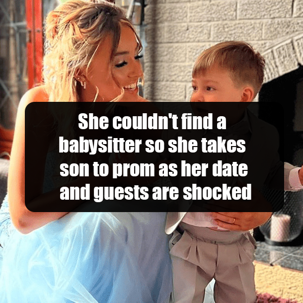 She couldn't find a babysitter so she takes son to prom as her date and guests are shocked