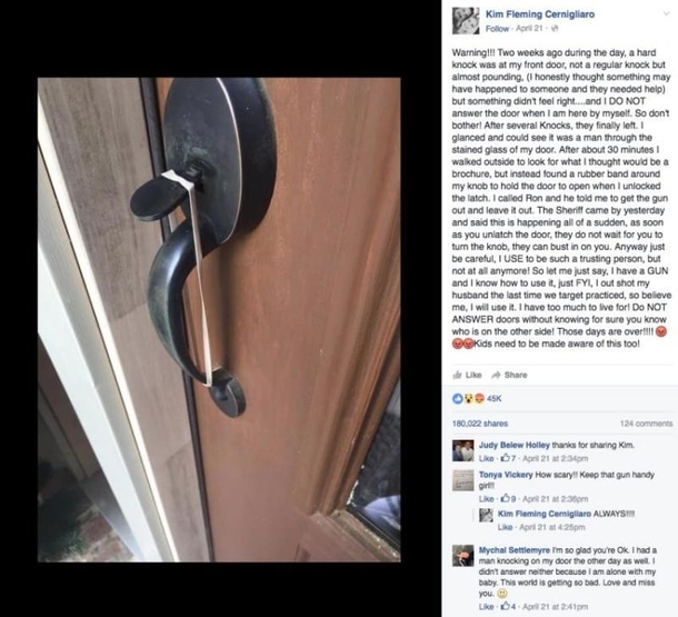 She Found A Rubber Band On Her Door. When Police Arrive, She Realizes The Terrifying Reason - picture 3