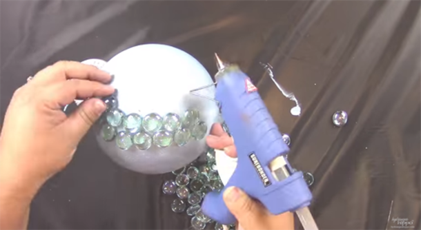 She Glued Marbles To A Foam Ball. What She Makes? WOW! Now She Keeps It Outside And It's Amazing! - picture 4