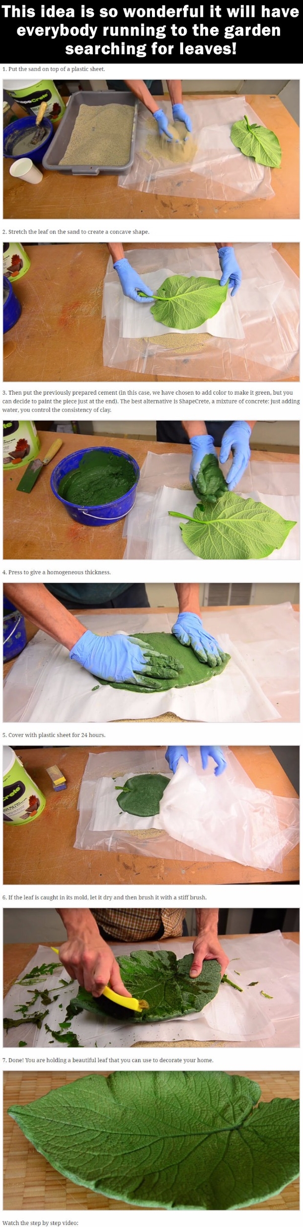 She Grabs A Leaf And Concrete. When She's Done... WOW! Perfect For Any Garden!