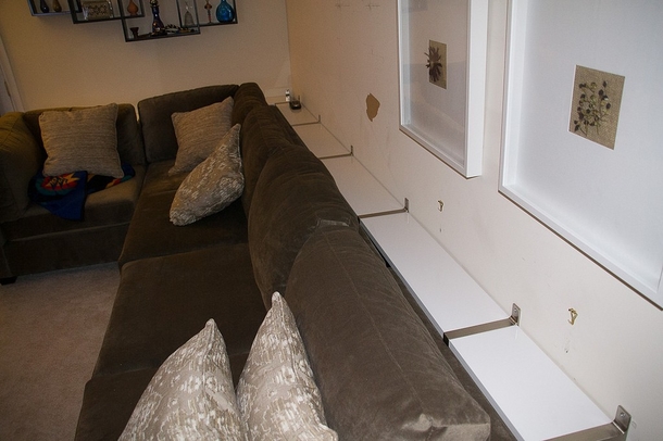 She Hangs A Few IKEA Shelves On The Wall, Then She Did THIS With The Couch. Brilliant! - picture 5