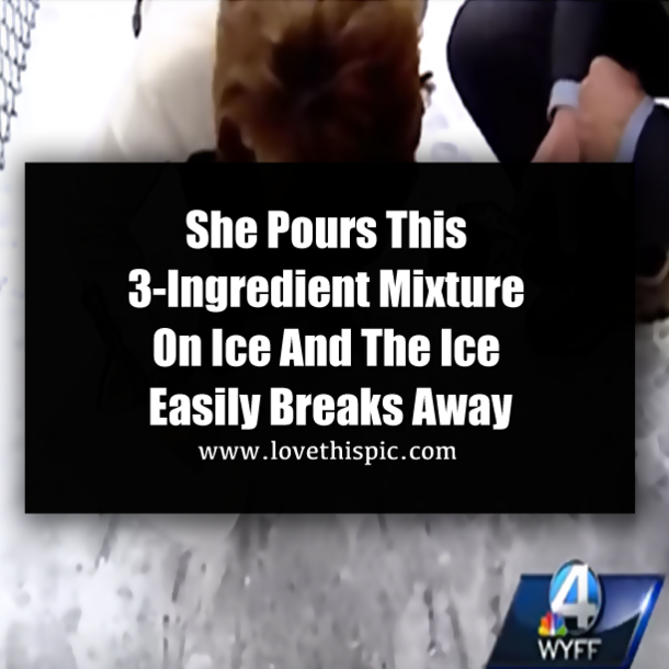 She Pours This 3-Ingredient Mixture On Ice And The Ice Easily Breaks Away