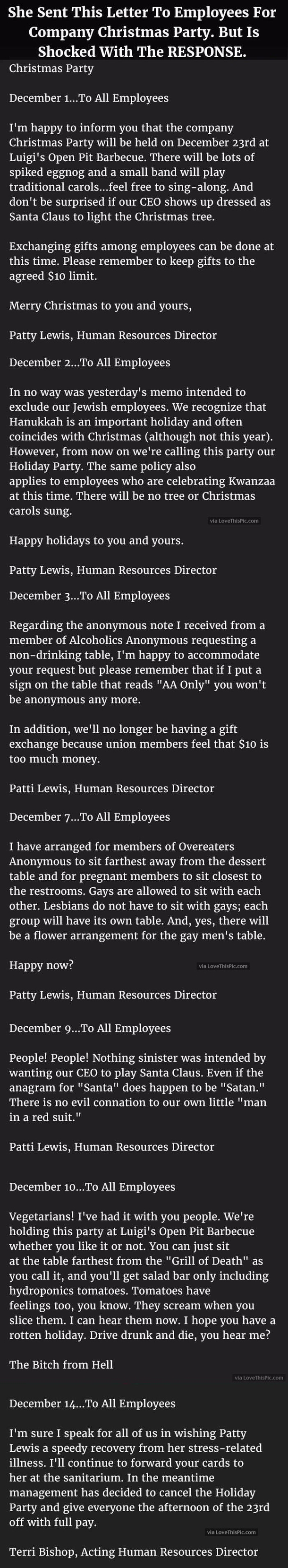 She Sent This Letter To Employees For A Company Christmas Party But Is Shocked With This Response
