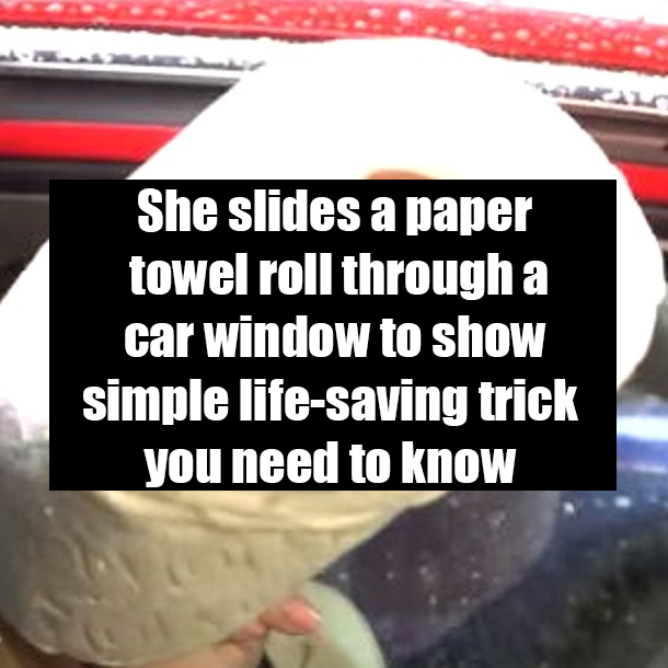 She slides a paper towel roll through a car window to show simple life-saving trick you need to know