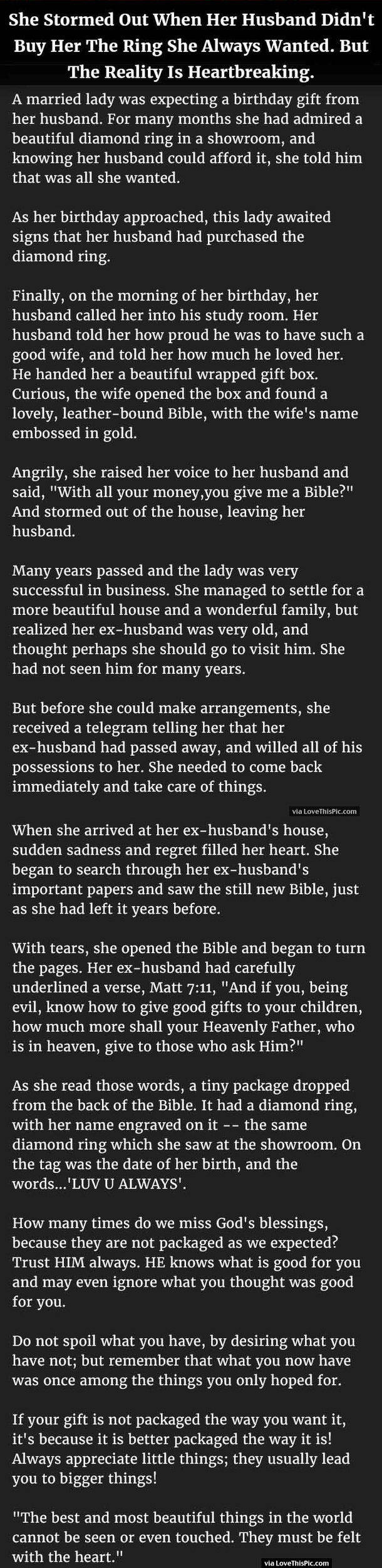 She Storms Out When Her Husband Did Not Buy Her The Ring She Always Wanted But The Reality Is Heartbreaking