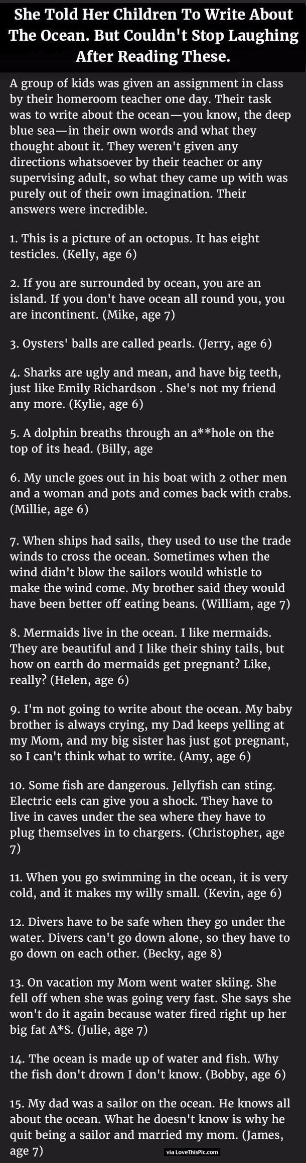 She Told Her Children To Write About The Ocean But Couldn’t Stop Laughing After Reading These.