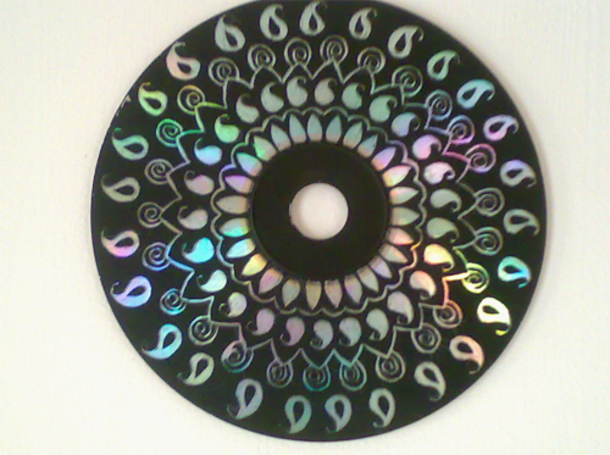 She Took Her Old Cds And Started Painting Them Black Then Put Them Up On THIS. Great Idea! - picture 9