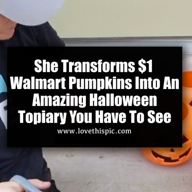 She Transforms $1 Walmart Pumpkins Into An Amazing Halloween Topiary You Have To See