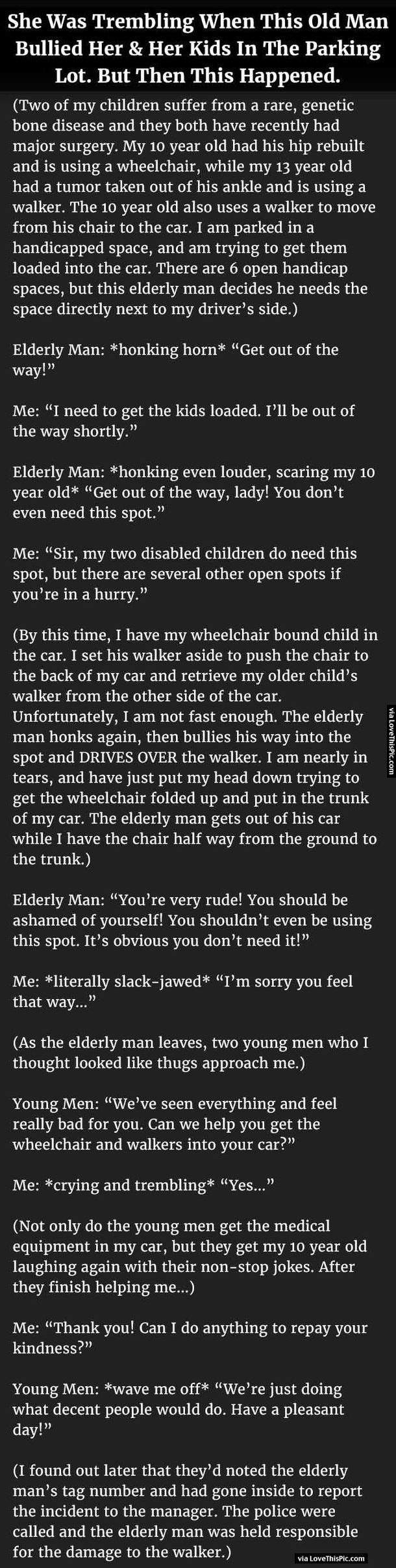 She Was Trembling When This Old Man Bullied Her And Her Kids In The Parking Lot But Then This Happened.