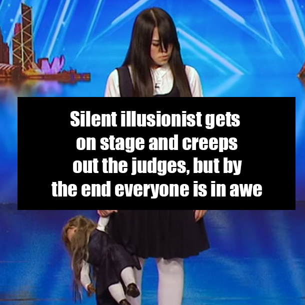 Silent illusionist gets on stage and creeps out the judges, but by the end everyone is in awe