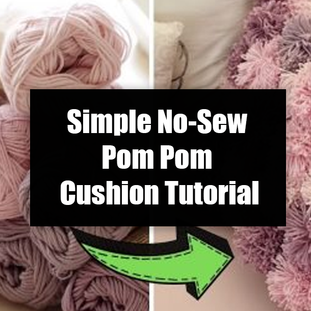 Simple No-Sew Pom Pom Cushion Tutorial