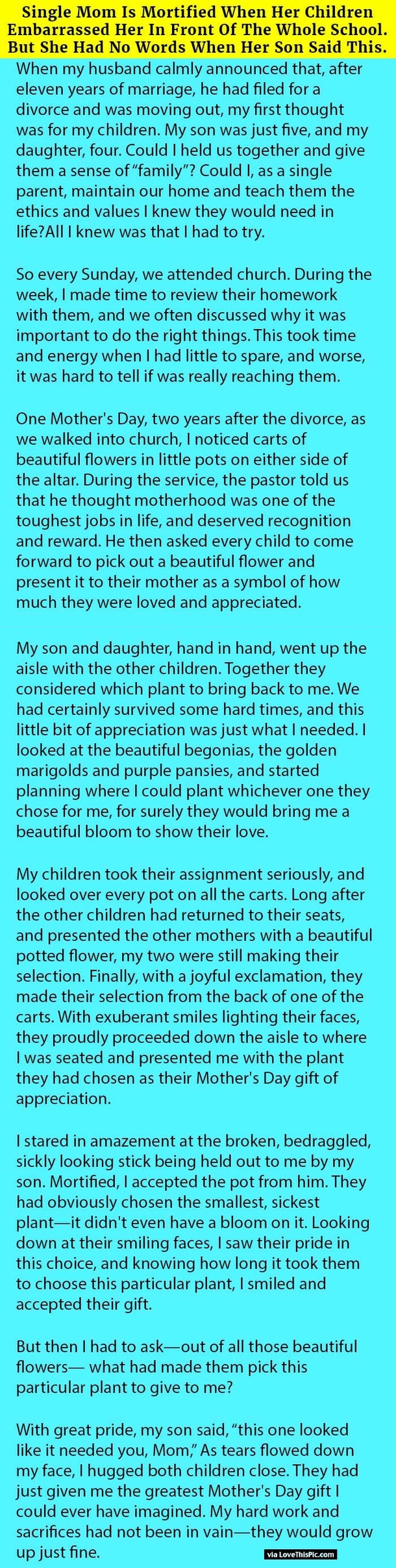 Single Mom Is Mortified When Her Children Embarrassed Her In Front Of The Whole School But She Had No Words When Her Son Said This.