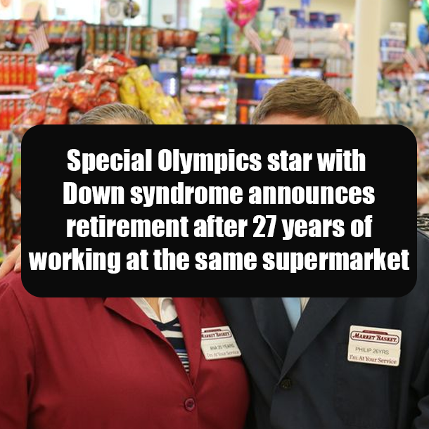 Special Olympics star with Down syndrome announces retirement after 27 years of working at the same supermarket