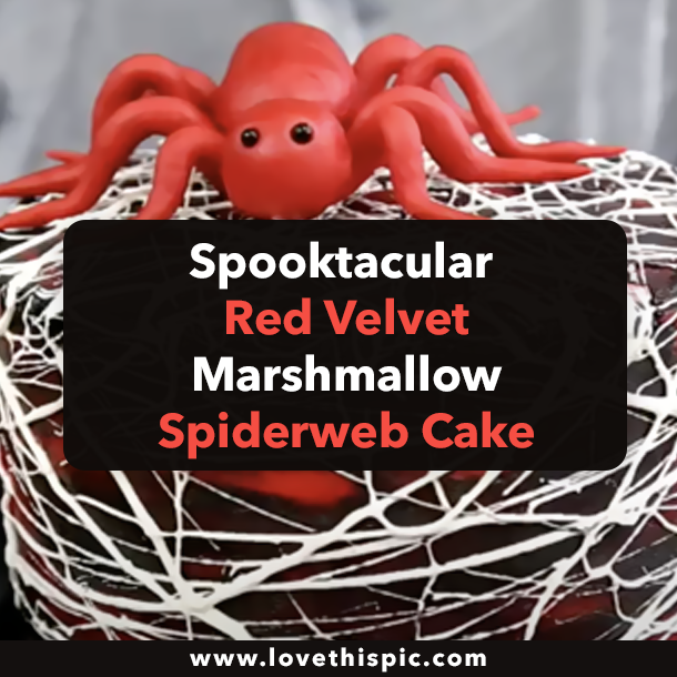 Spooktacular Red Velvet Marshmallow Spiderweb Cake