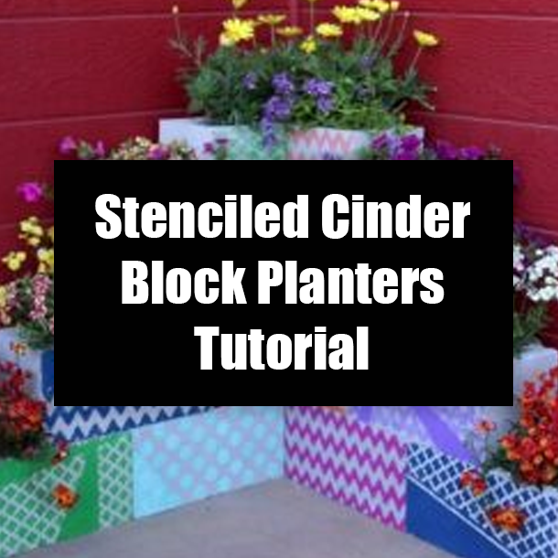 Stenciled Cinder Block Planters Tutorial