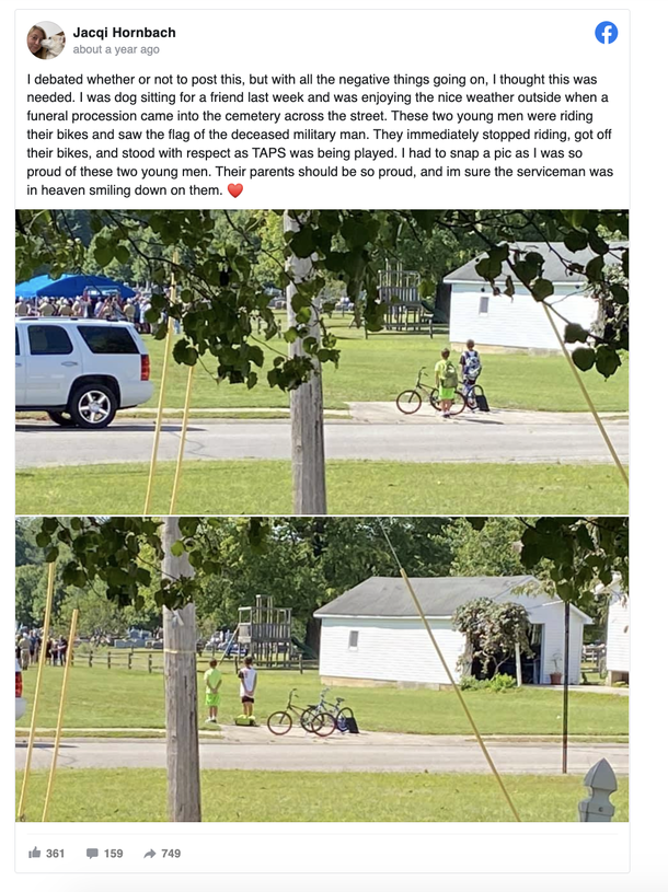 Stranger records young boys’ actions when they notice veteran’s funeral procession - picture 4