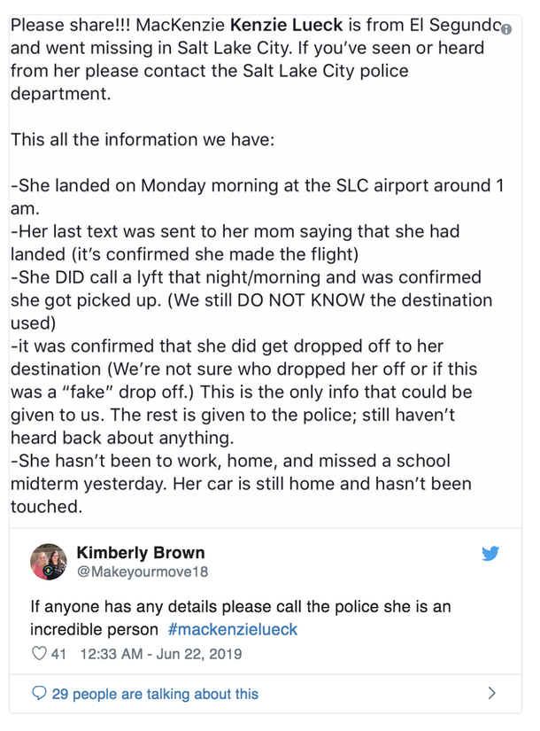 Student Is Missing for 1 Week, Last Time She Was Seen, She Was Getting Inside Of A Lyft - picture 5