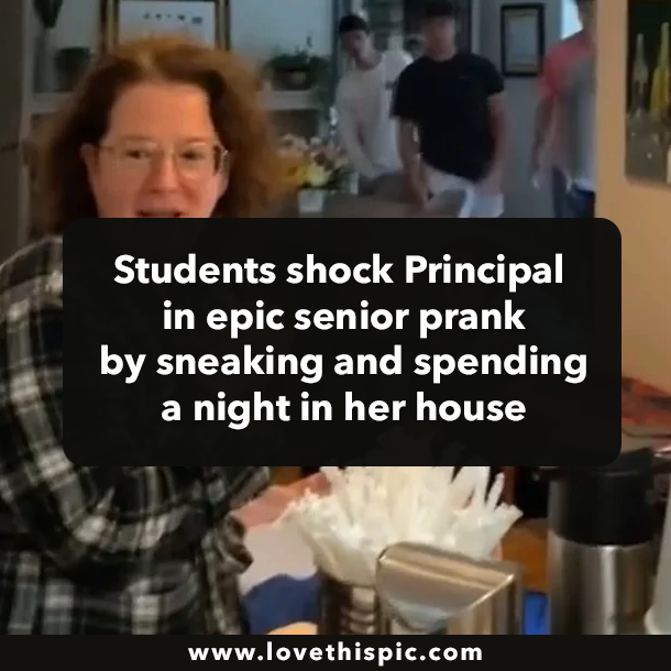 Students shock Principal in epic senior prank by sneaking and spending a night in her house
