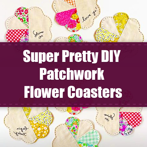 Super Pretty DIY Patchwork Flower Coasters