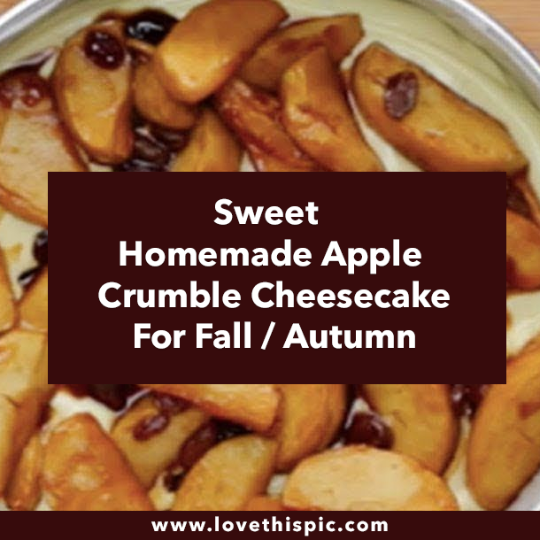 Sweet Homemade Apple Crumble Cheesecake For Fall / Autumn