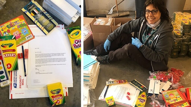 Teacher helps give away art supplies to all elementary school students in community - picture 2
