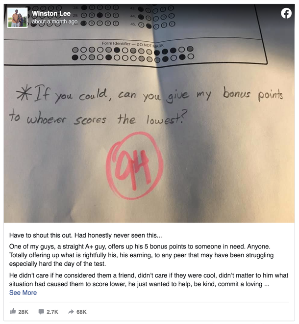 Teacher posts student’s kind offer to share test points to another student in need - picture 2