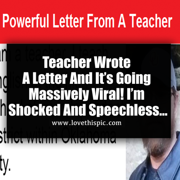 Teacher Wrote A Letter And It’s Going Massively Viral! I’m Shocked And Speechless...
