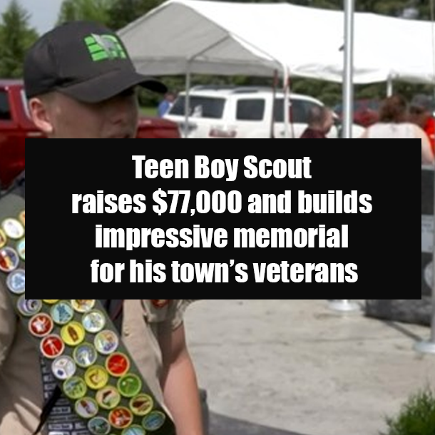 Teen Boy Scout raises $77,000 and builds impressive memorial for his town’s veterans