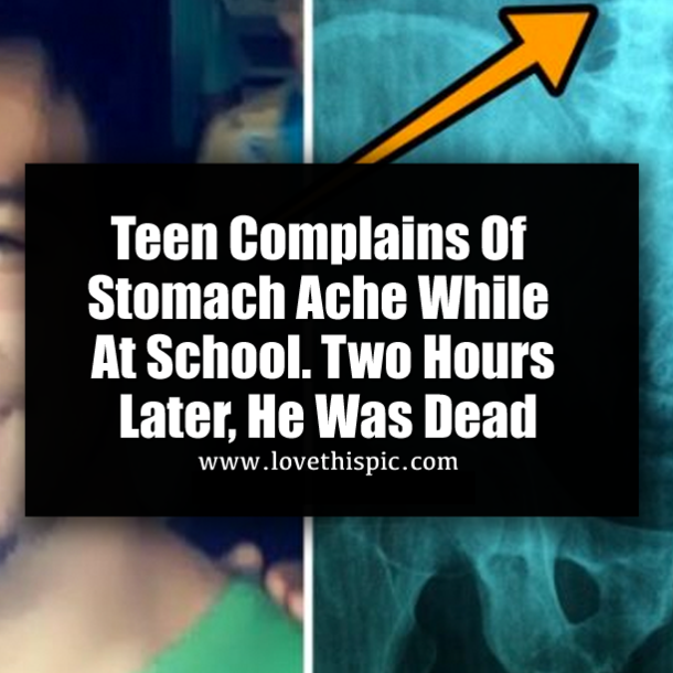 Teen Complains Of Stomach Ache While At School. Two Hours Later, He Was Dead