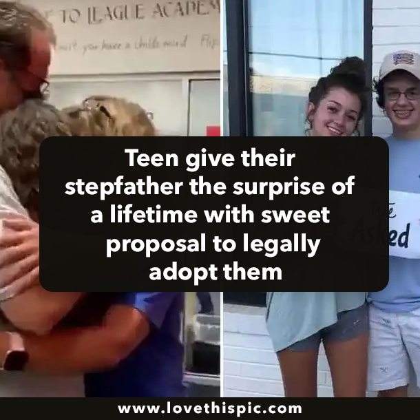 Teen give their stepfather the surprise of a lifetime with sweet proposal to legally adopt them