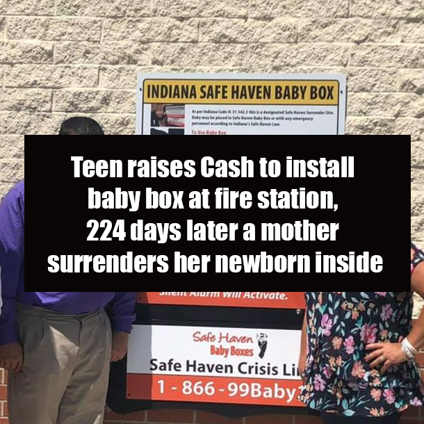 Teen raises Cash to install baby box at fire station, 224 days later a mother surrenders her newborn inside
