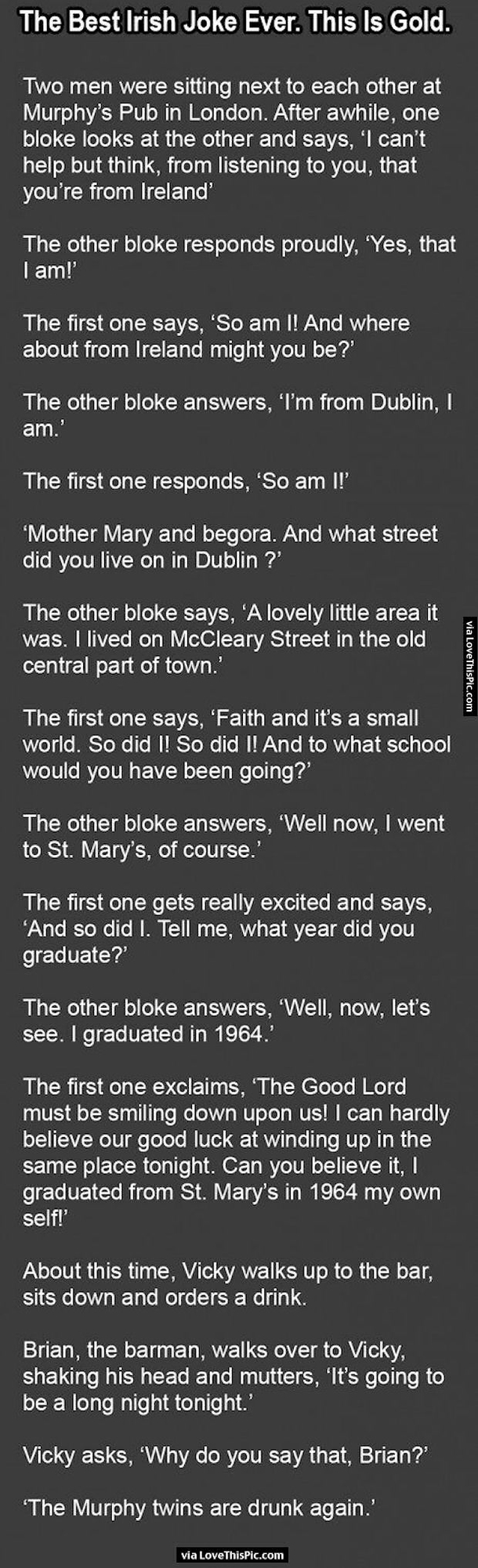 The Best Irish Joke Ever This Is Gold
