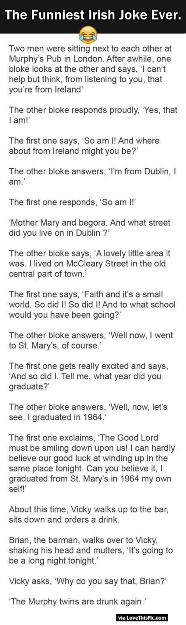 The Funniest Irish Joke Ever