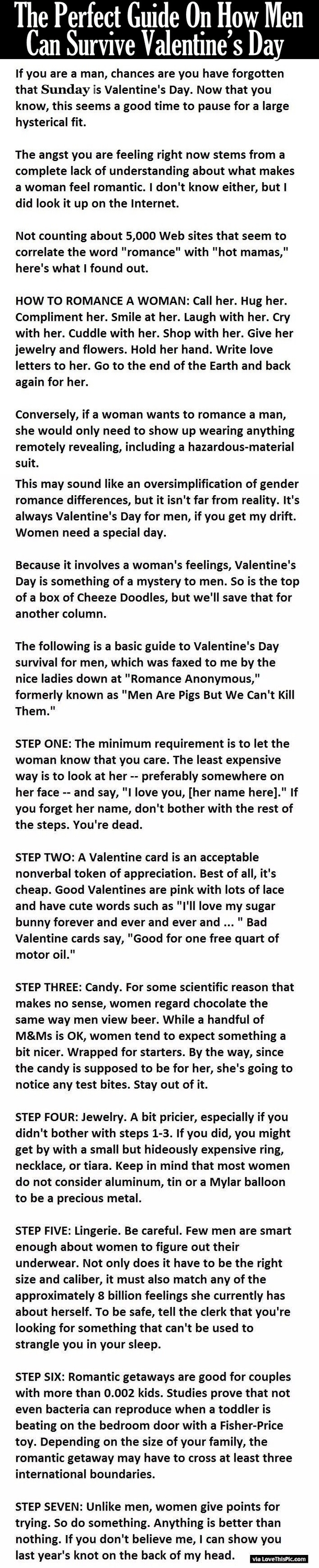 The Perfect Guide On How Men Can Survive Valentine's Day...