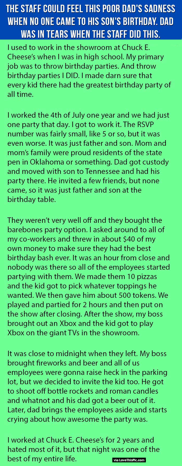 The Staff Could Feel This Poor Dad’s Sadness When No One Came To His Son’s Birthday. Dad Was In Tears When The Staff Did This