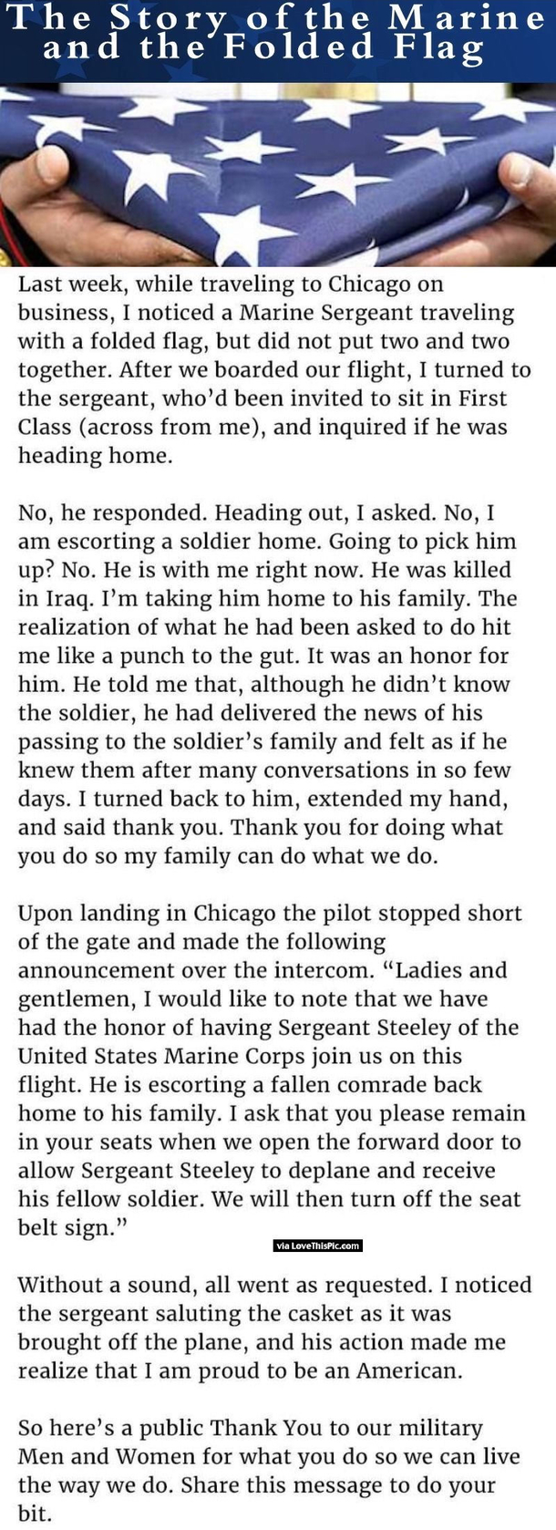 The Story Of The Marine And The Folded Flag...