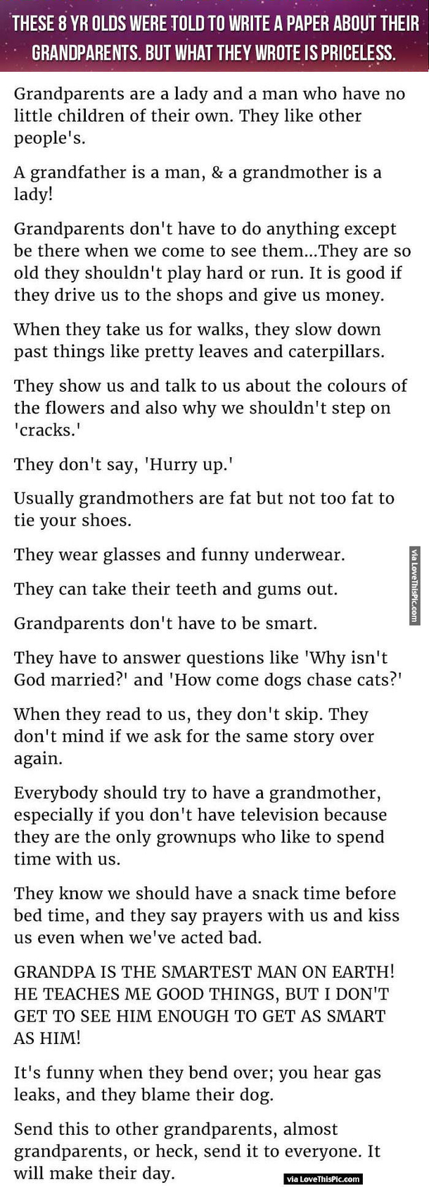 These 8 Year Olds Were Told To Write A Paper About Their Grandparents But What They Wrote Is Priceless