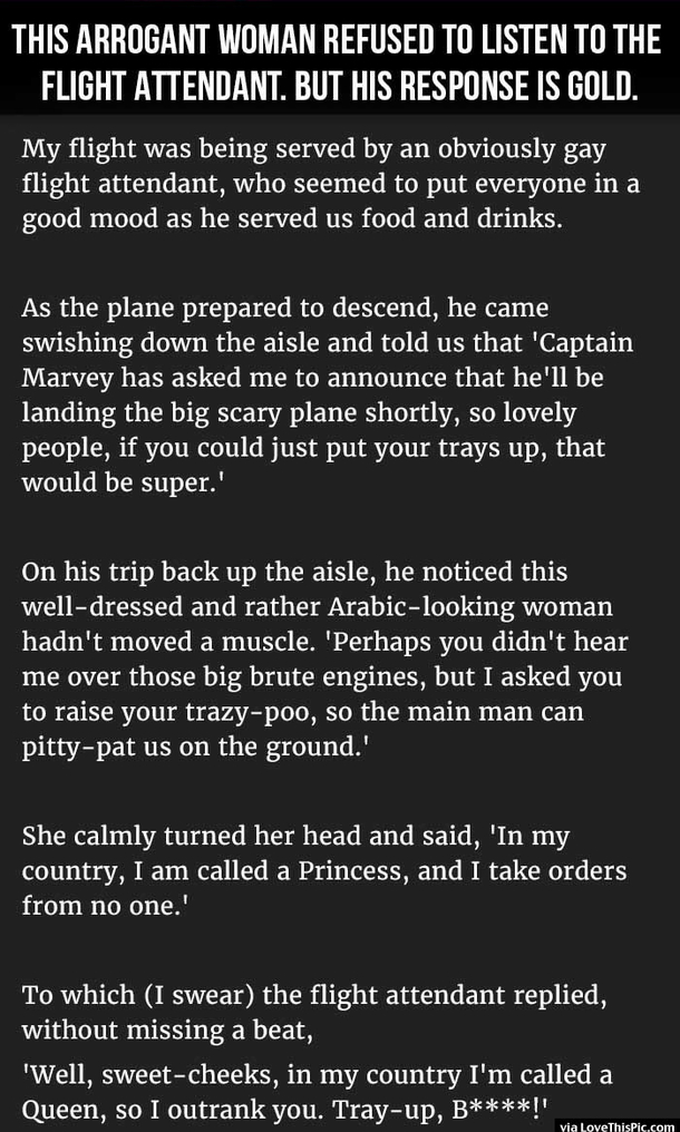 This Arrogant Rich Woman Refused To Listen To The Flight Attendant But His Response Is Gold