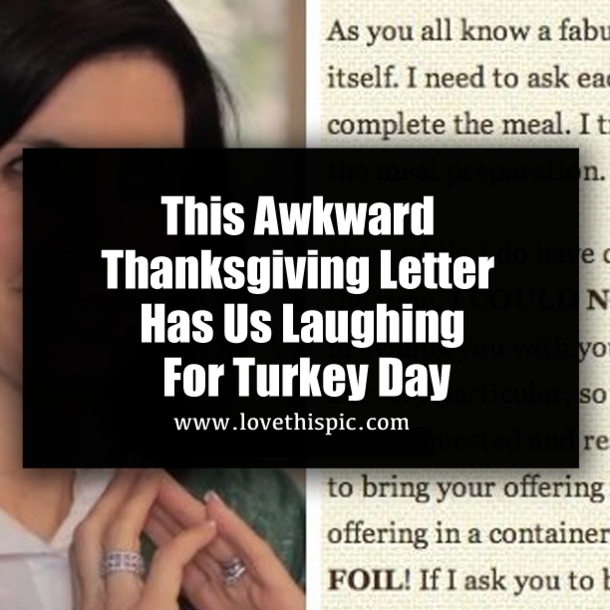 This Awkward Thanksgiving Letter Has Us Laughing For Turkey Day