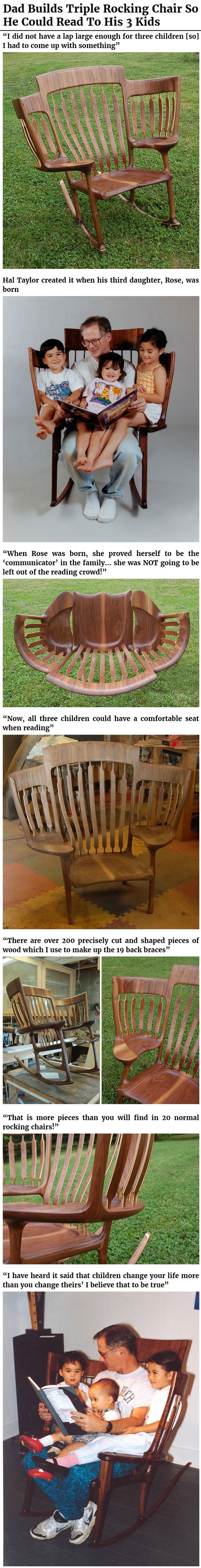 This Clever Dad Builds An Amazing Rocking Chair So He Could Read To His 3 Kids