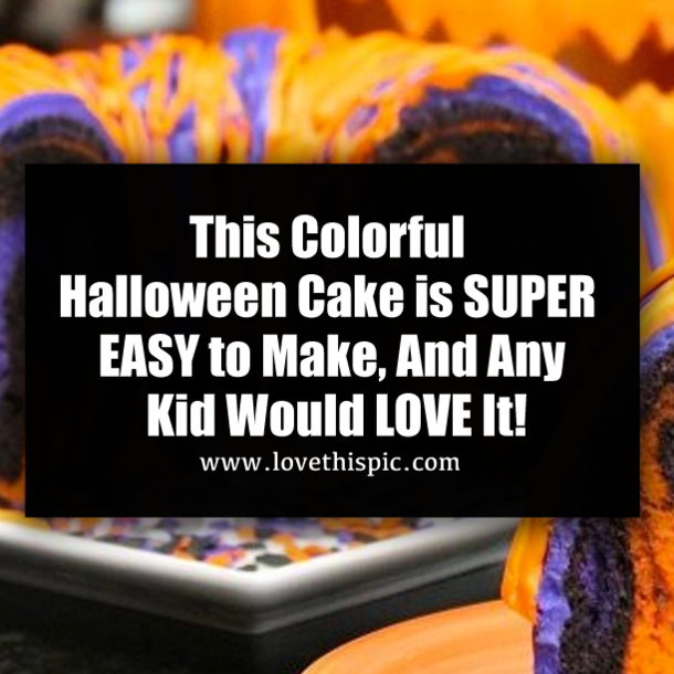 This Colorful Halloween Cake is SUPER EASY to Make, And Any Kid Would LOVE It!
